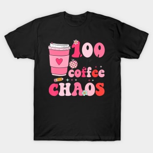 100 Days Of Coffee And Chaos 100Th Day Of School Teacher Kid T-Shirt